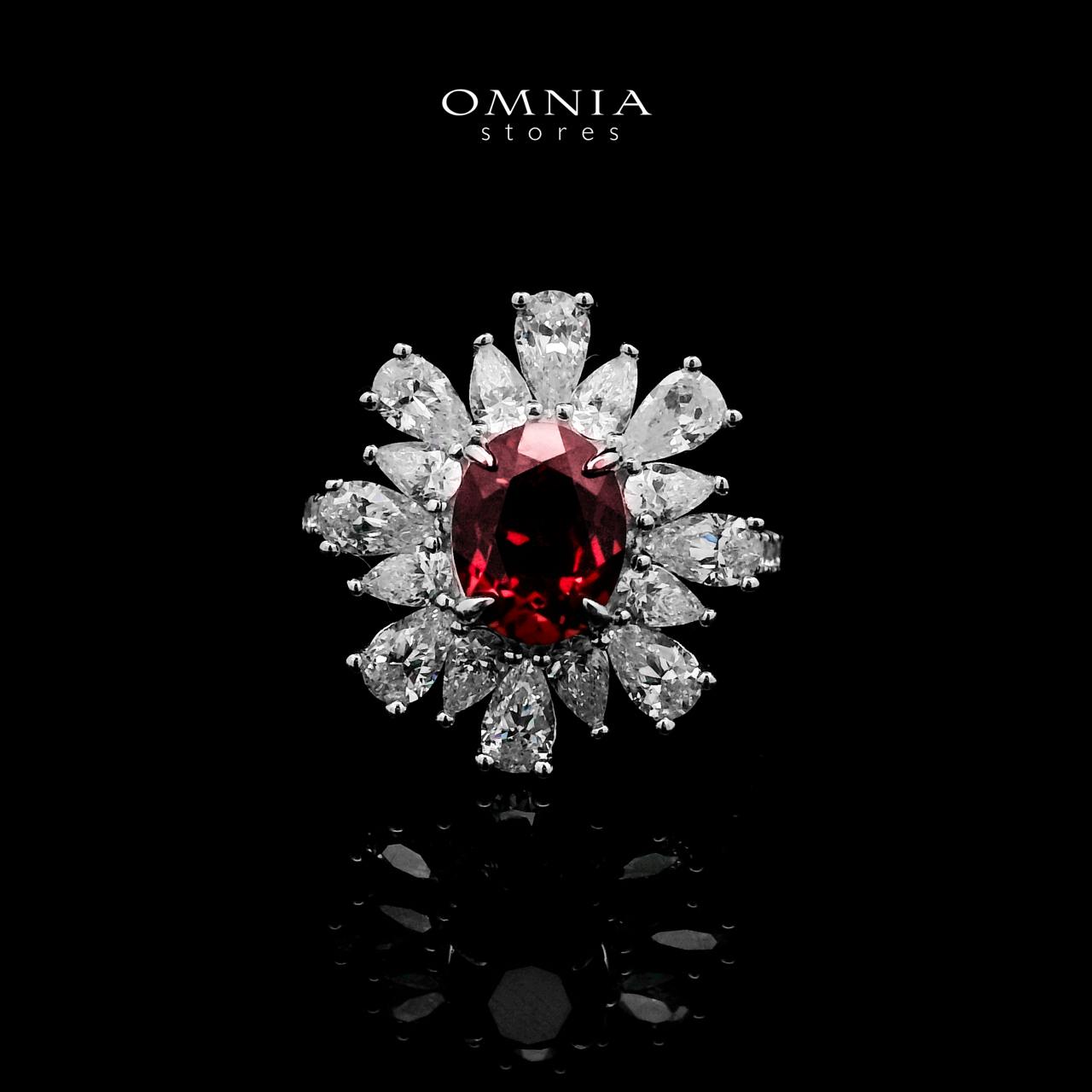 Omnia Jamila Red Ring 92.5 Silver Certified in High Quality Lab Grown Ruby Stone