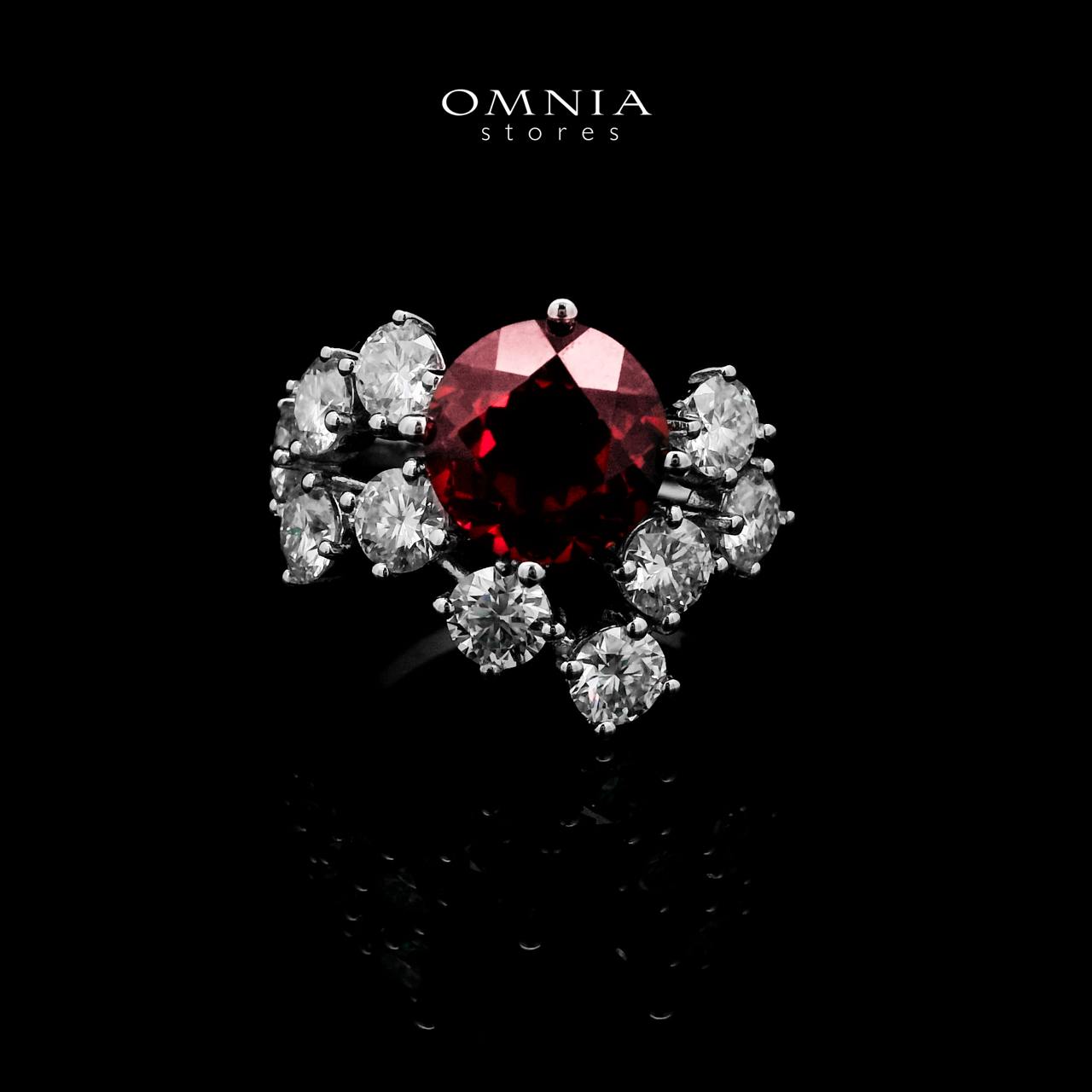 Omnia Istabraq Red Ring 92.5 Silver Certified in High Quality Lab Grown Ruby Stone
