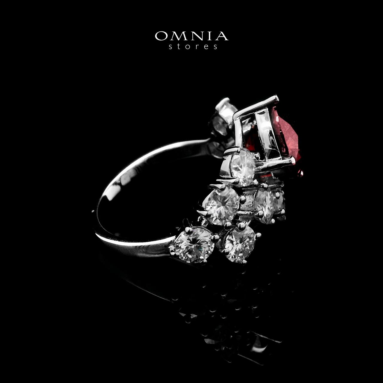 Omnia Istabraq Red Ring 92.5 Silver Certified in High Quality Lab Grown Ruby Stone