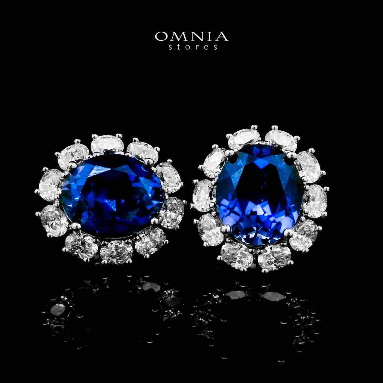 Omnia Jumana Blue Earrings 925 Silver Certified in High Quality Lab Grown Sapphire Stone