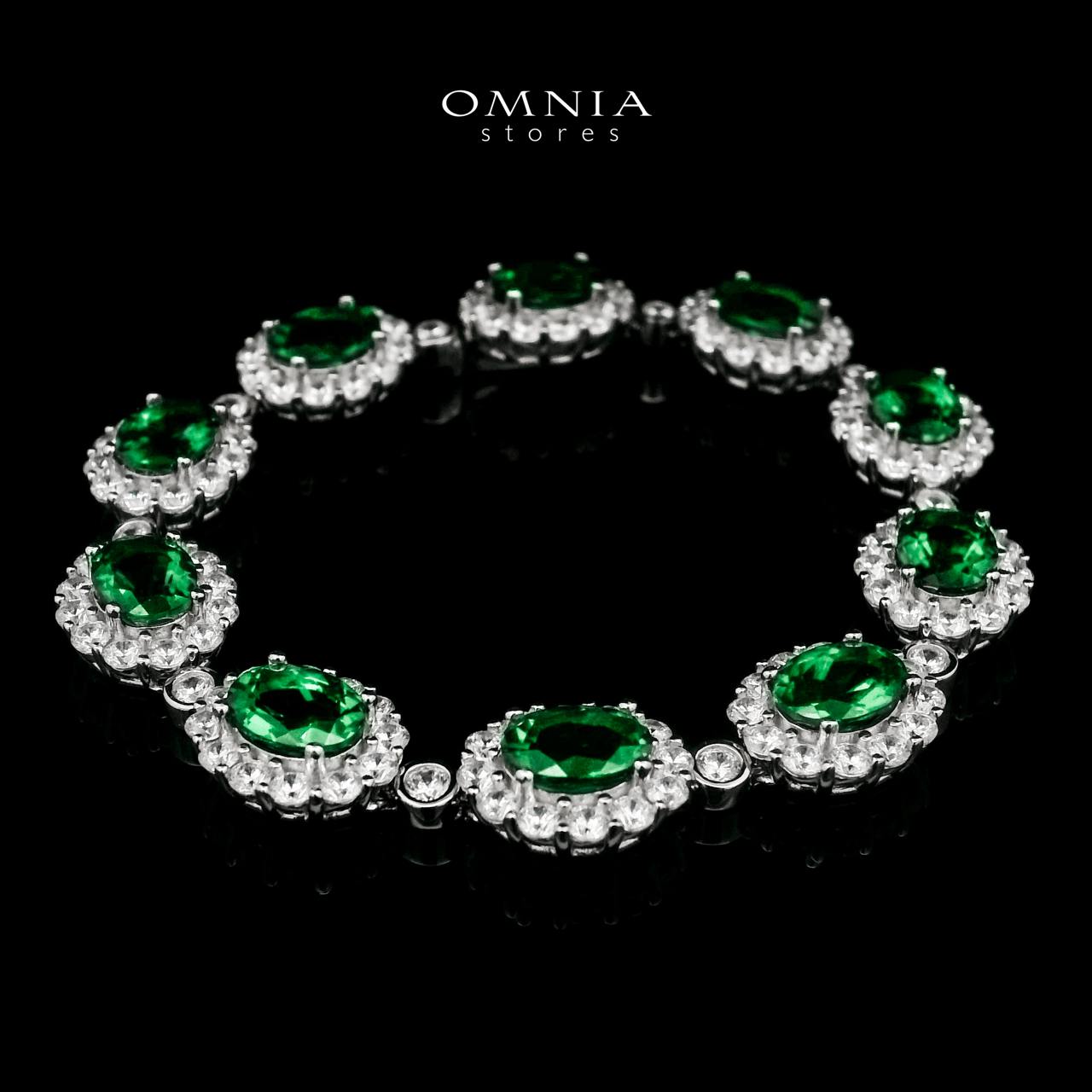 Omnia Mahasin Green Bracelet 925 Silver Certified in High Quality Lab-Grown Emerald Stone - OMNIASTORES UAE