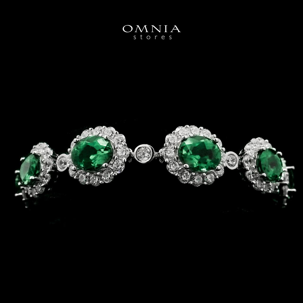 Omnia Mahasin Green Bracelet 925 Silver Certified in High Quality Lab-Grown Emerald Stone - OMNIASTORES UAE