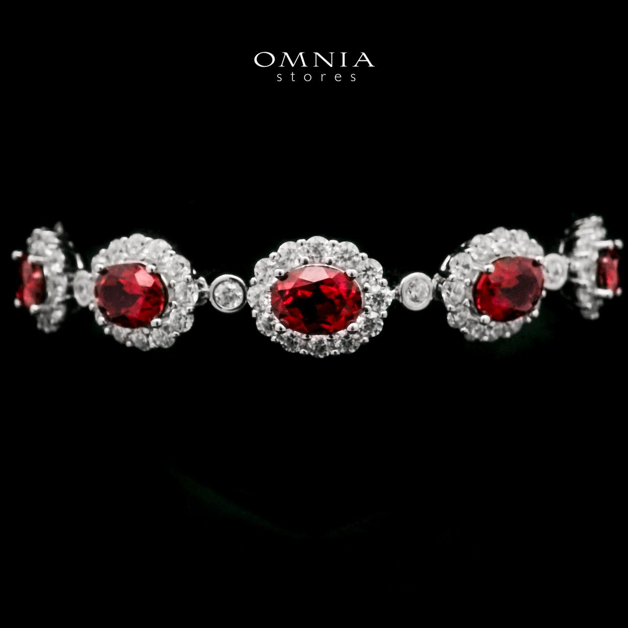Omnia Mahasin Red Bracelet 925 Silver Certified in High Quality Lab-Grown Ruby Stone - OMNIASTORES UAE