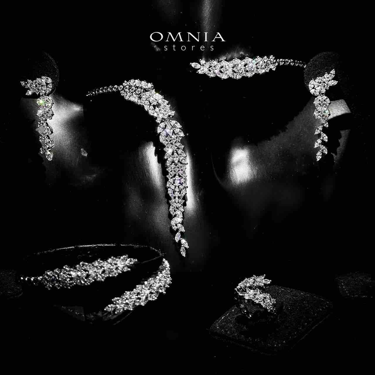 Omnia Nidaa White Bridal Full Set Accessories in High Quality Zircon Stone Rhodium Plated - OMNIASTORES UAE