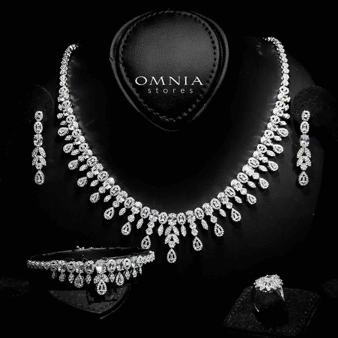Omnia Nihal White Bridal Full Set in 925 Silver High Quality Simulated Diamonds