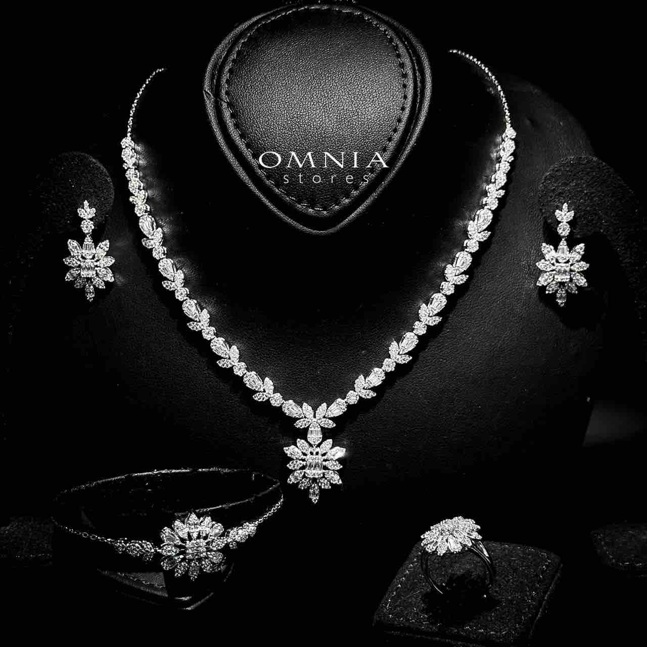 Omnia Jawali White Bridal Full Set in 925 Silver High Quality Simulated Diamonds