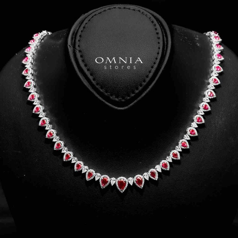 Sundus Red Bridal Full Set – Premium Rhodium Plated with High-Quality Zircon Stones