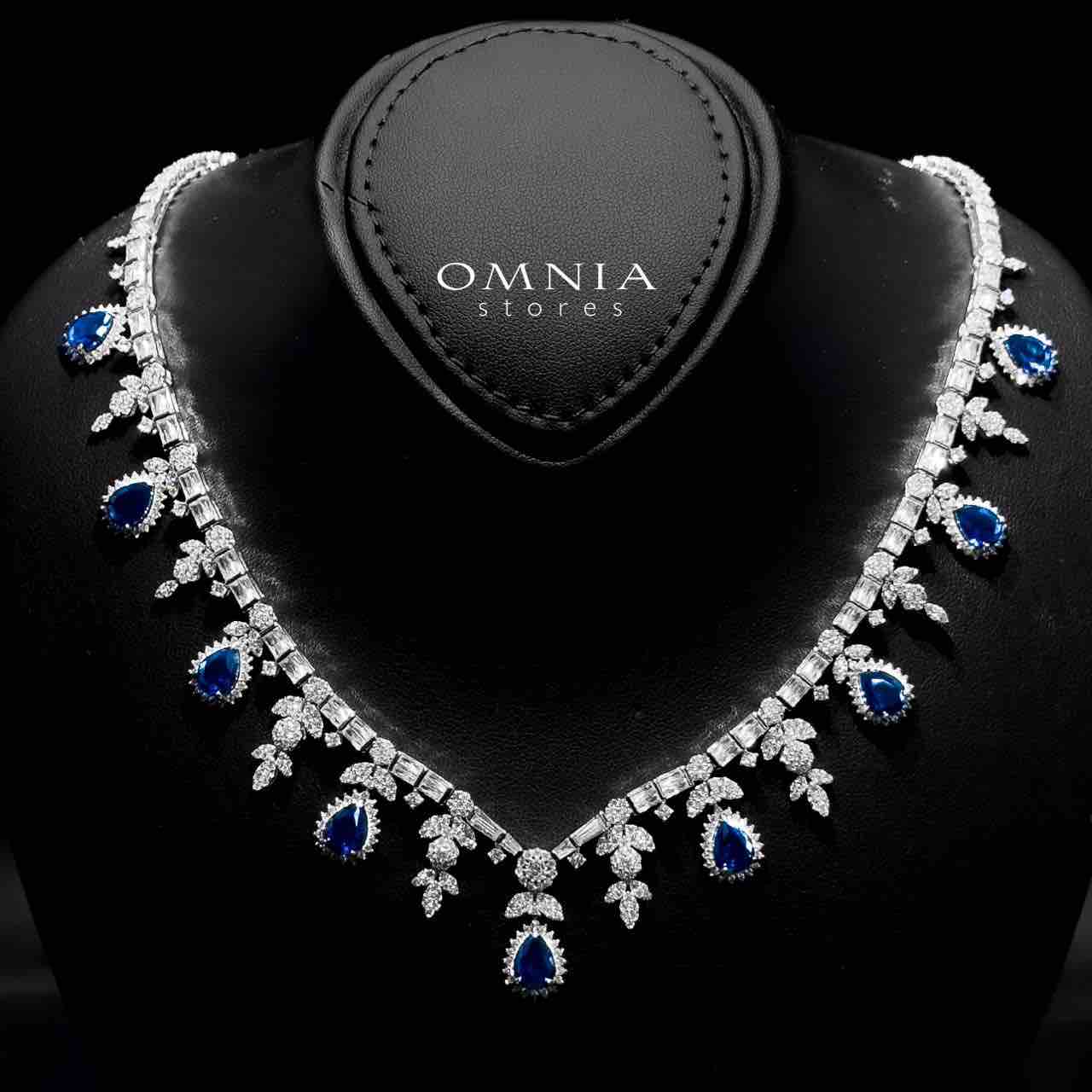 Omnia Milena Blue Bridal Full Set in 925 Silver High Quality Simulated Diamonds