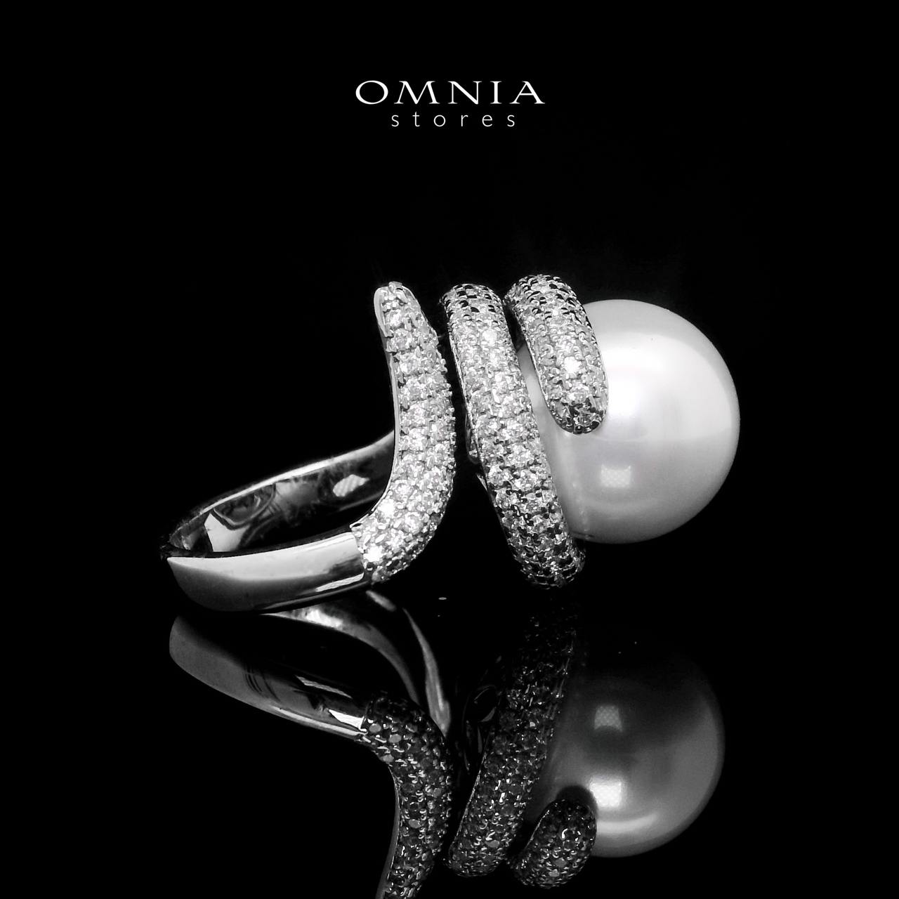 Omnia Leena White Pearl Ring in High Quality Copper Rhodium Plated (Adjustable) - OMNIASTORES UAE