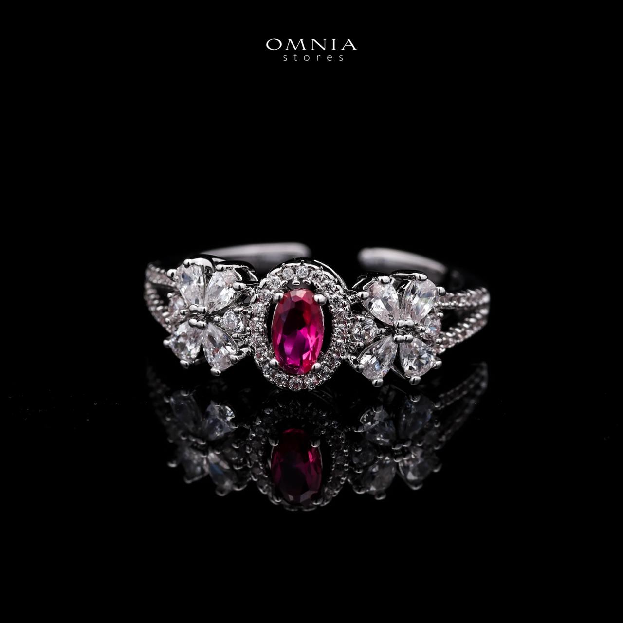 Omnia Mira Red Bridal Full Set in High Quality Zircon Stone Rhodium Plated - OMNIASTORES KSA