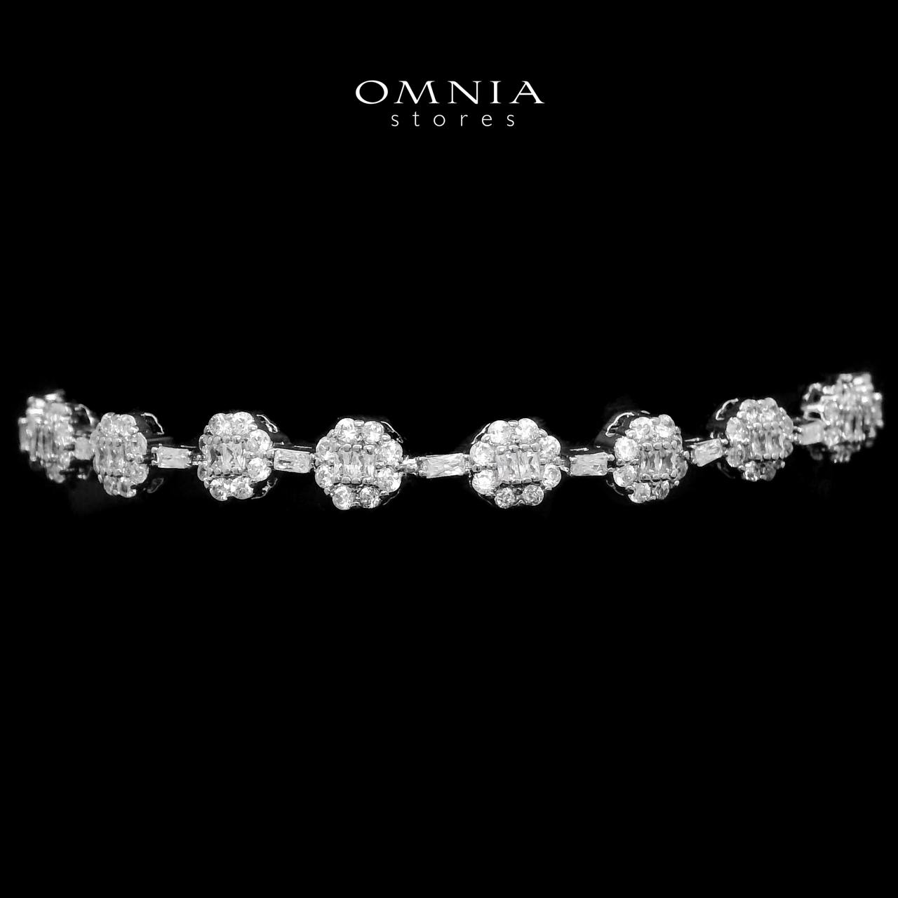 Omnia Tanwir Bracelet in High Quality Zircon Stone Rhodium Plated