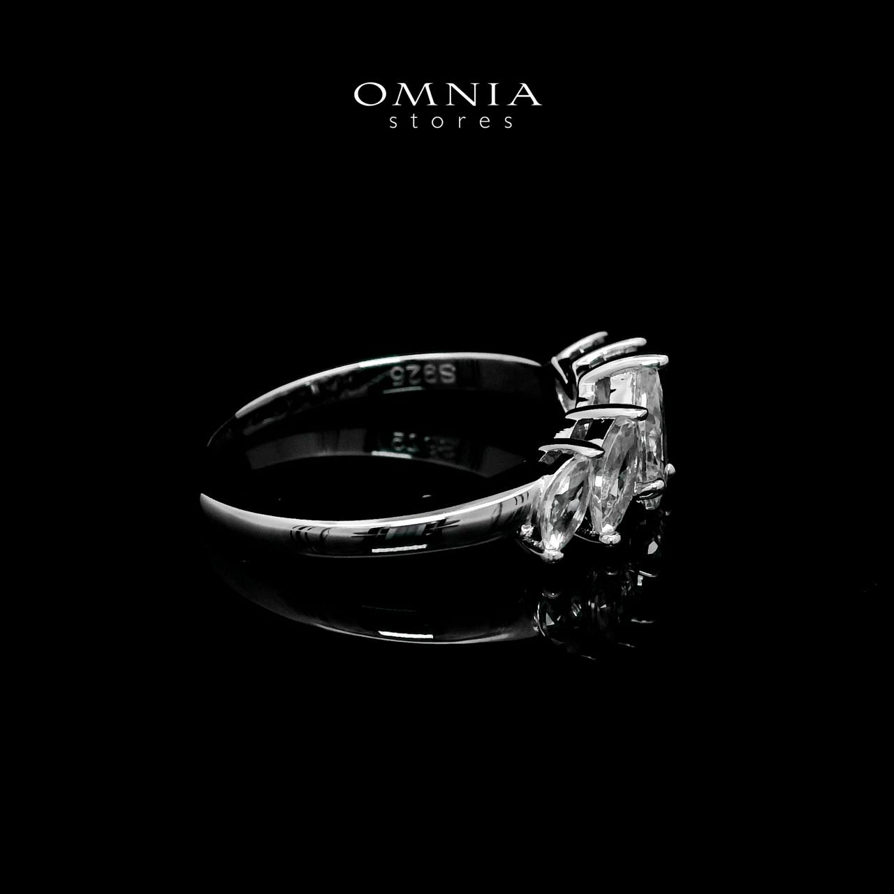 Lamiaa Glint White Ring In 925 Silver High Quality Simulated Diamonds