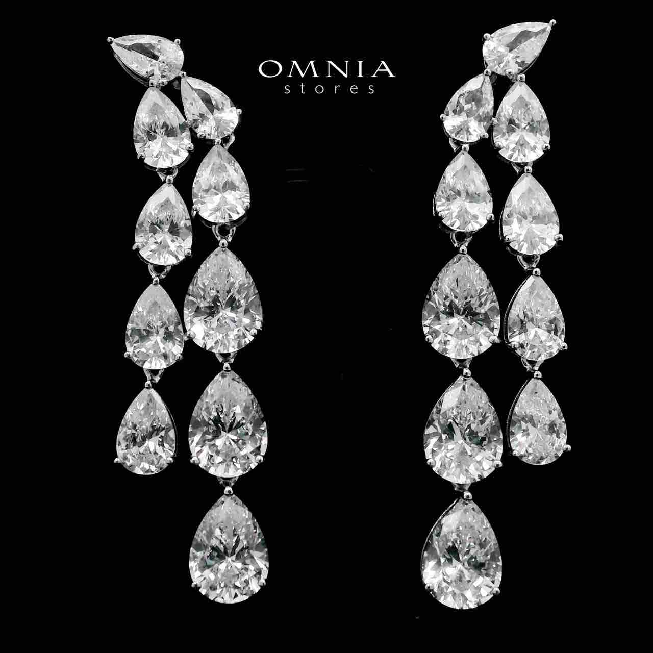 Omnia Rafaela Drop Earrings In 925 Silver High Quality Simulated Diamonds