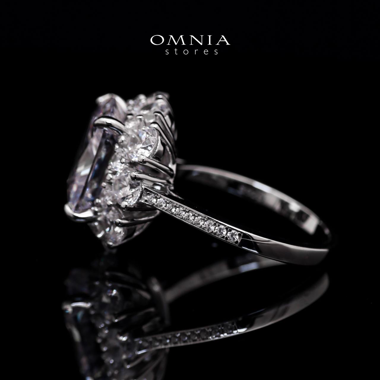 Hoor White Princess Cut Statement Ring in 925 Silver with High-Quality Simulated Diamonds