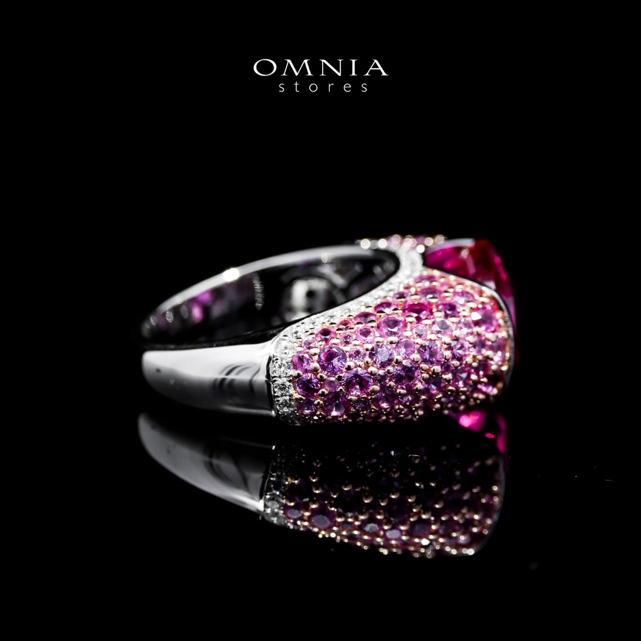 Amani Pink Ring in 925 Silver with High-Quality Simulated Diamonds