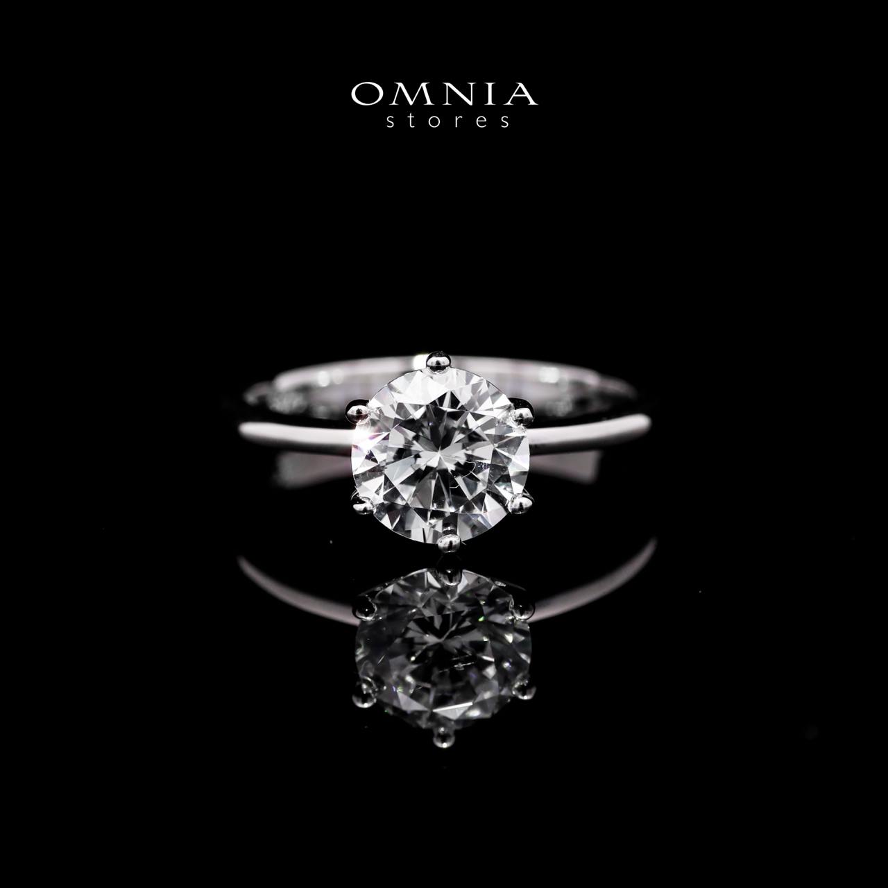Omnia Hend White Ring in 925 Silver with High-Quality Simulated Diamonds