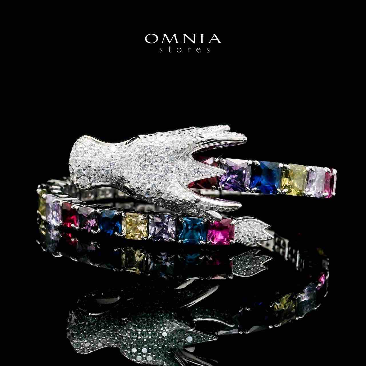 Aya Shine Dragon Design Multicolor Bangle in 925 Silver with High-Quality Simulated Diamonds