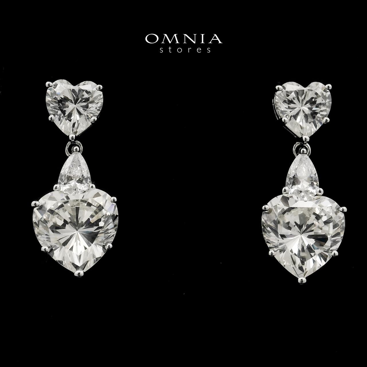 Sura Heart Drop Earrings In 925 Silver High Quality Simulated Diamonds