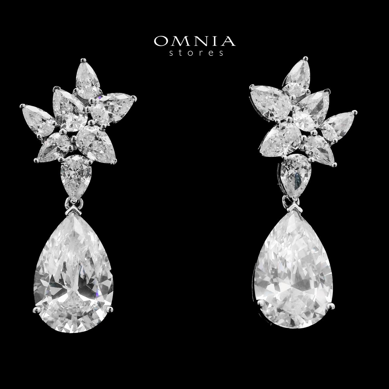 Somaya Drop Earrings In 925 Silver High Quality Simulated Diamonds