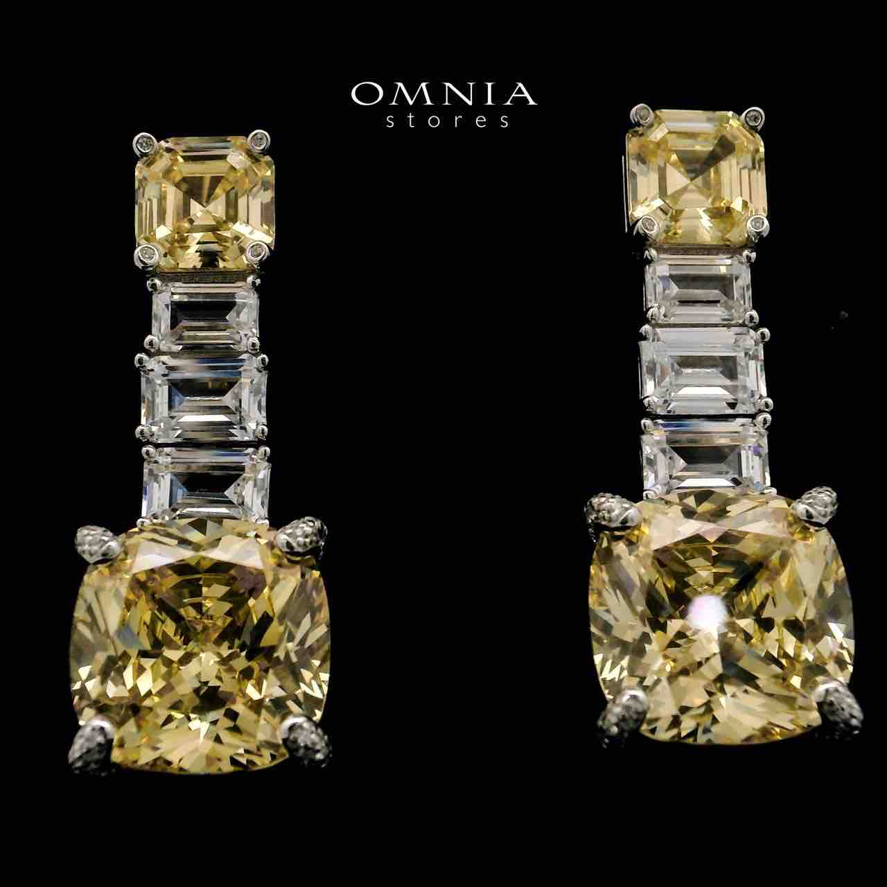 Shaimaa Yellow Drop Earrings In 925 Silver High Quality Simulated Diamonds