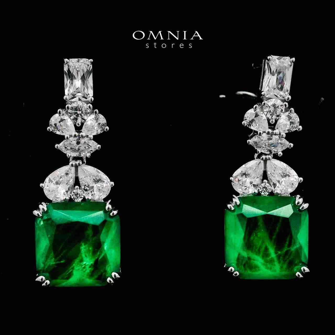 Shahd Green Drop Earrings In 925 Silver High Quality Simulated Diamonds