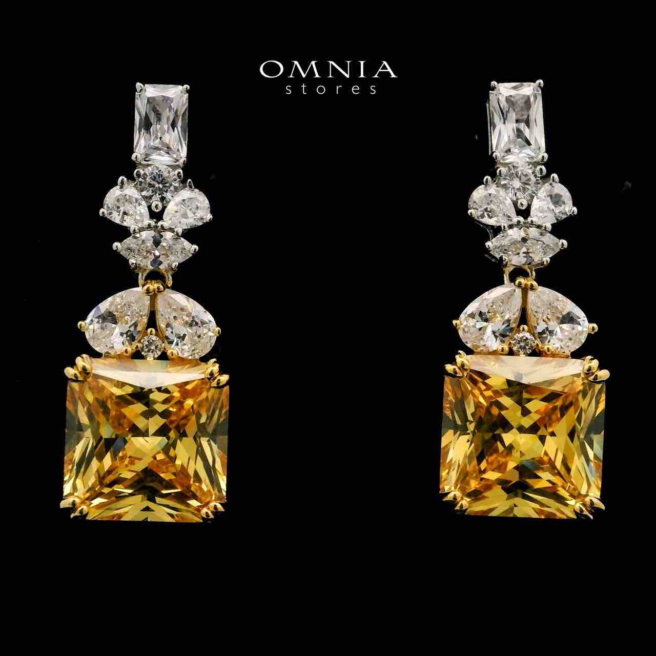 Shahd Yellow Drop Earrings In 925 Silver High Quality Simulated Diamonds