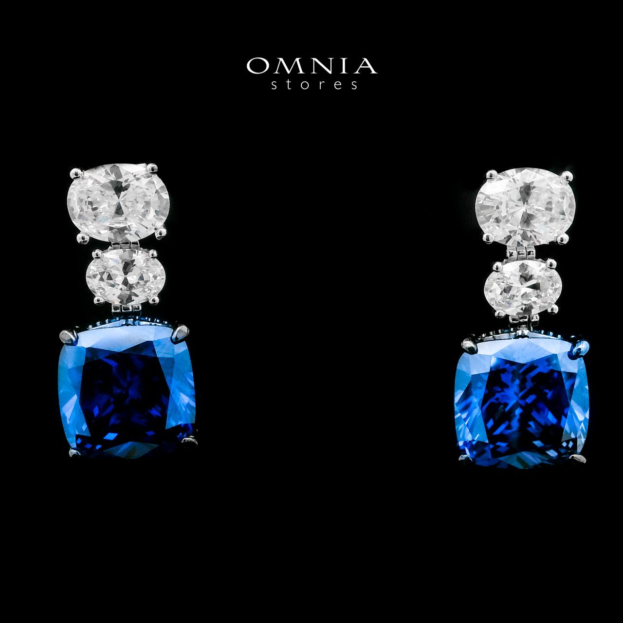 Shadia Blue Earrings In 925 Silver High Quality Simulated Diamonds