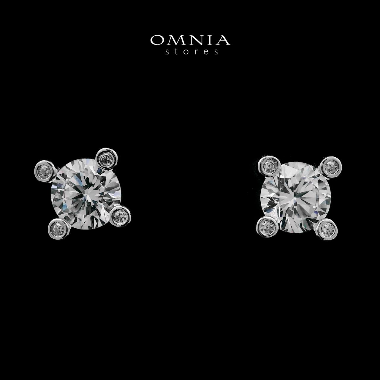 Tiba White Stud Earrings In 925 Silver High Quality Simulated Diamonds