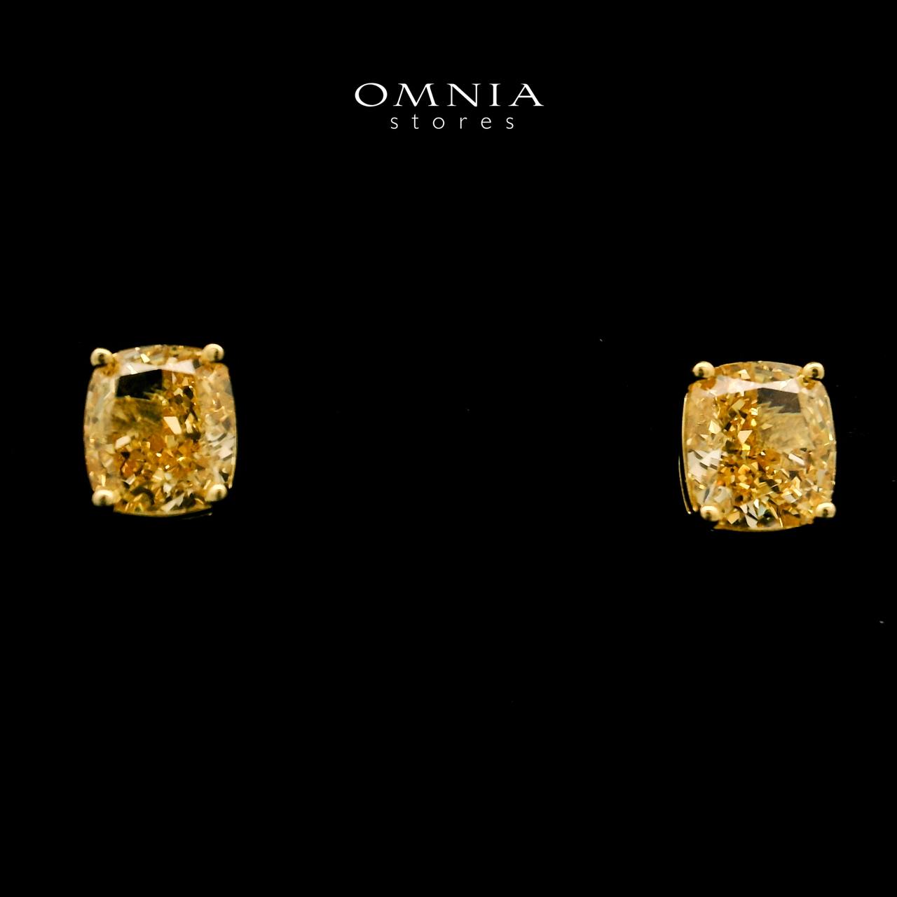 Wafa Yellow Stud Earrings In 925 Silver High Quality Simulated Diamonds