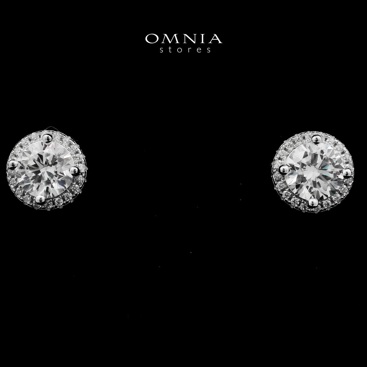 Widad White Stud Earrings In 925 Silver High Quality Simulated Diamonds