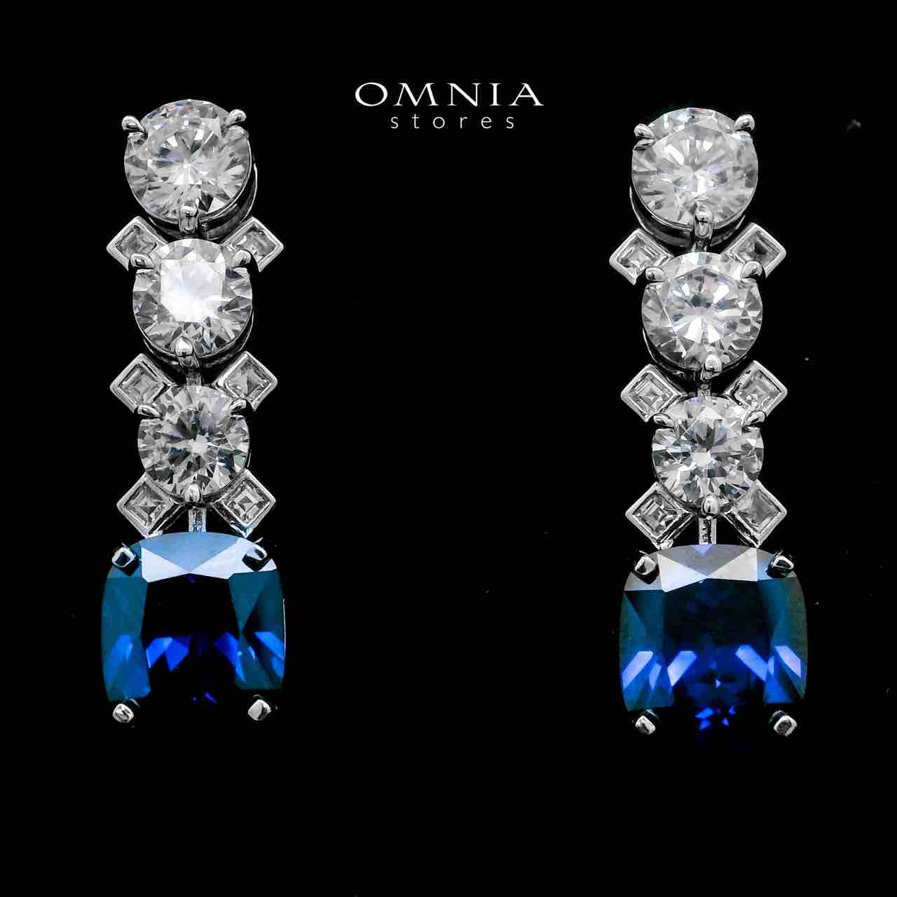 Tahila Blue Earrings In 925 Silver High Quality Simulated Diamonds