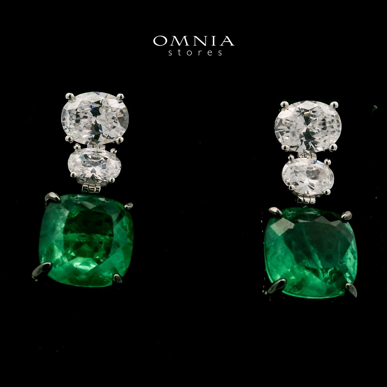 Shadia Green Earrings In 925 Silver High Quality Simulated Diamonds
