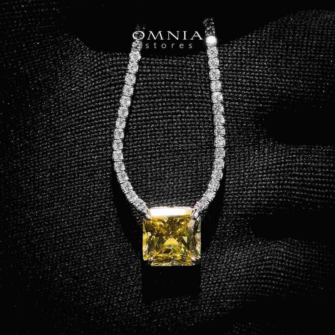 Omnia Bettina Yellow Necklace 925 Silver in High Quality Simulated Diamonds