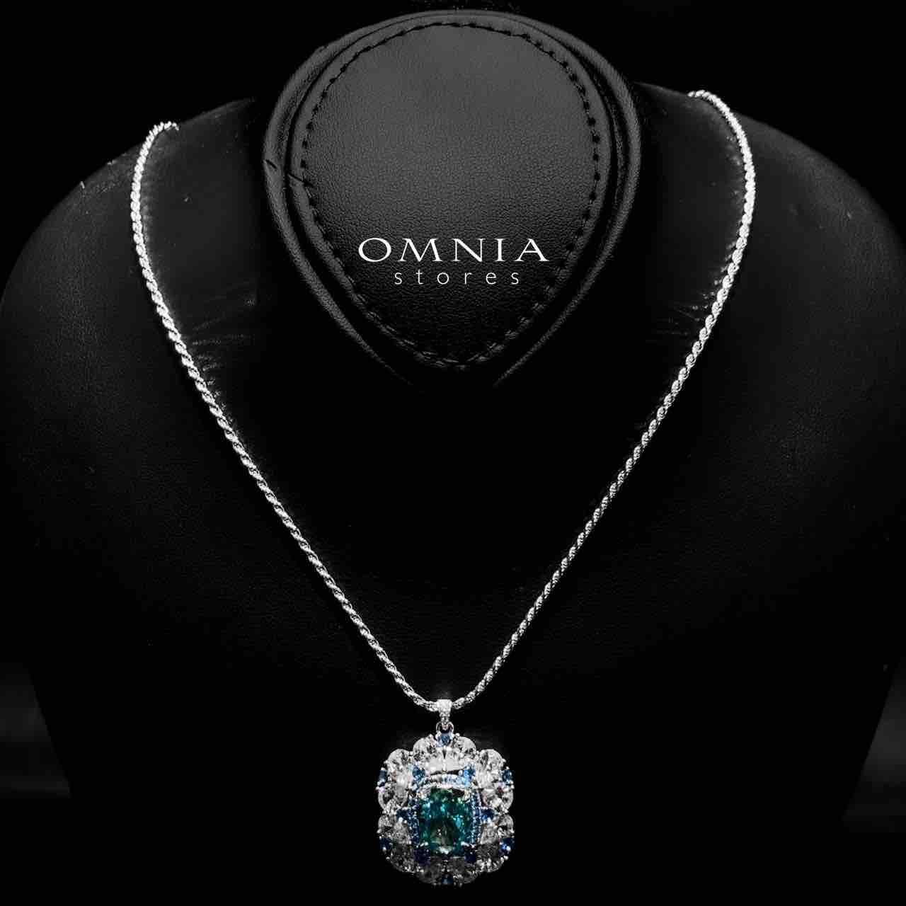 Doha Divine Floral Blue Necklace in 925 Silver with High-Quality Simulated Diamonds