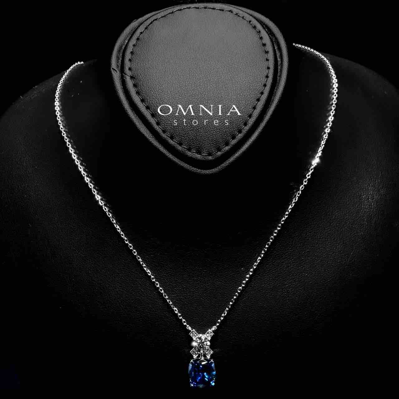 Tahila Blue Necklace In 925 Silver High Quality Simulated Diamonds