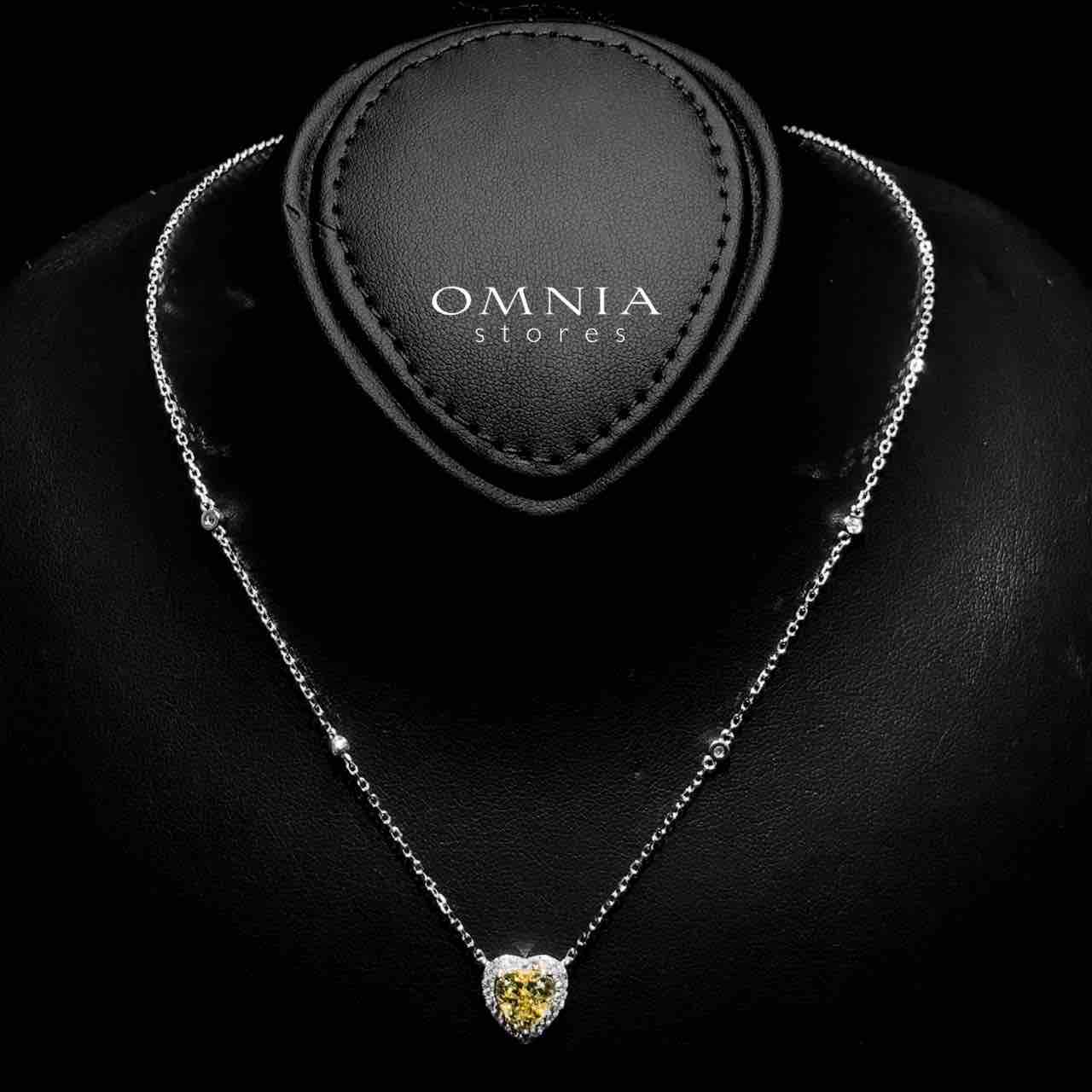 Samiha Heart Design Yellow Necklace In 925 Silver High Quality Simulated Diamonds