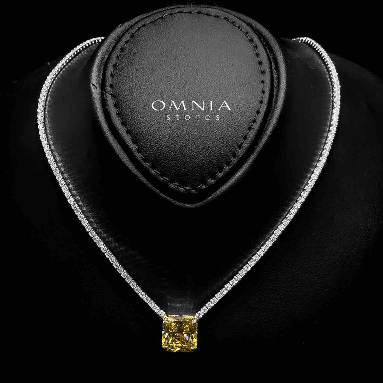Omnia Bettina Yellow Necklace 925 Silver in High Quality Simulated Diamonds
