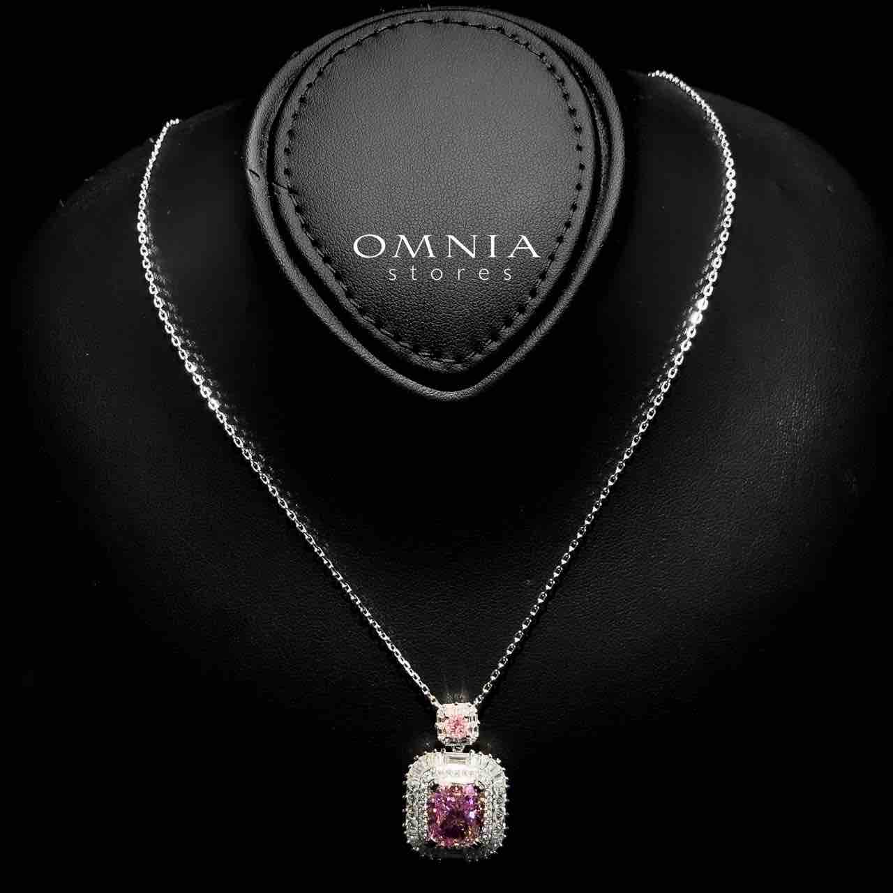 Wafaa Pink Necklace 925 Silver in High Quality Simulated Diamonds