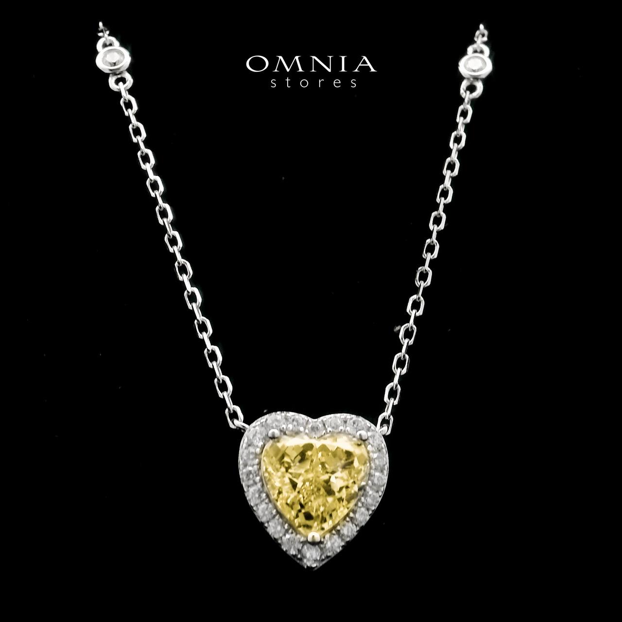 Samiha Heart Design Yellow Necklace In 925 Silver High Quality Simulated Diamonds