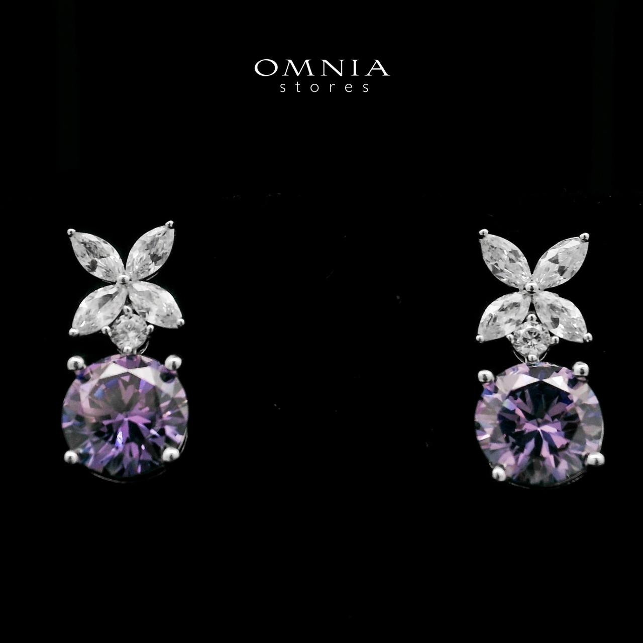 Zaynab Purple Earrings In High-Quality Zircon Stones in a Rhodium Plated