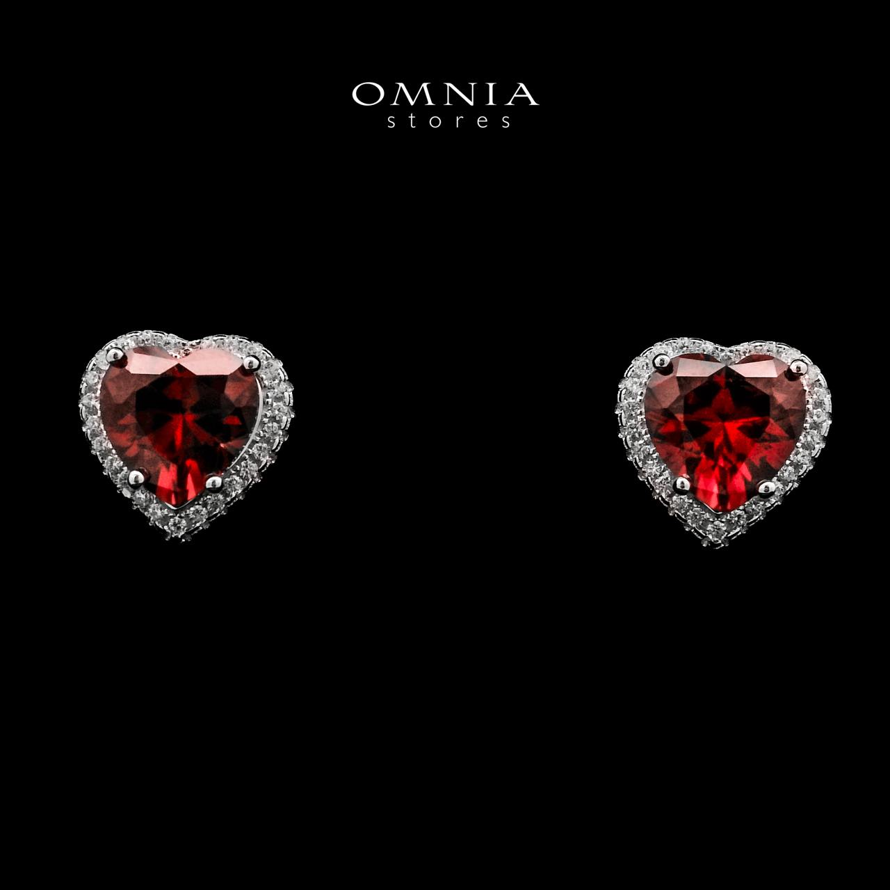 Zahira Heard Shape Red Earrings In High-Quality Zircon Stones in a Rhodium Plated
