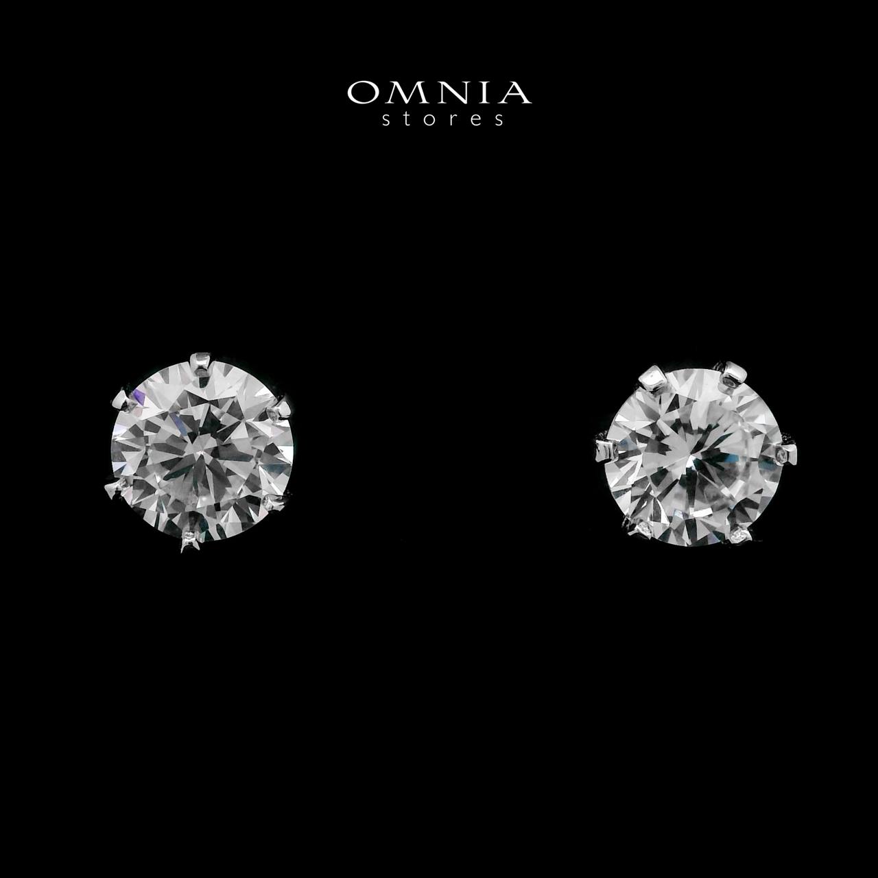Zainah White Stud Earrings In High-Quality Zircon Stones in a Rhodium Plated
