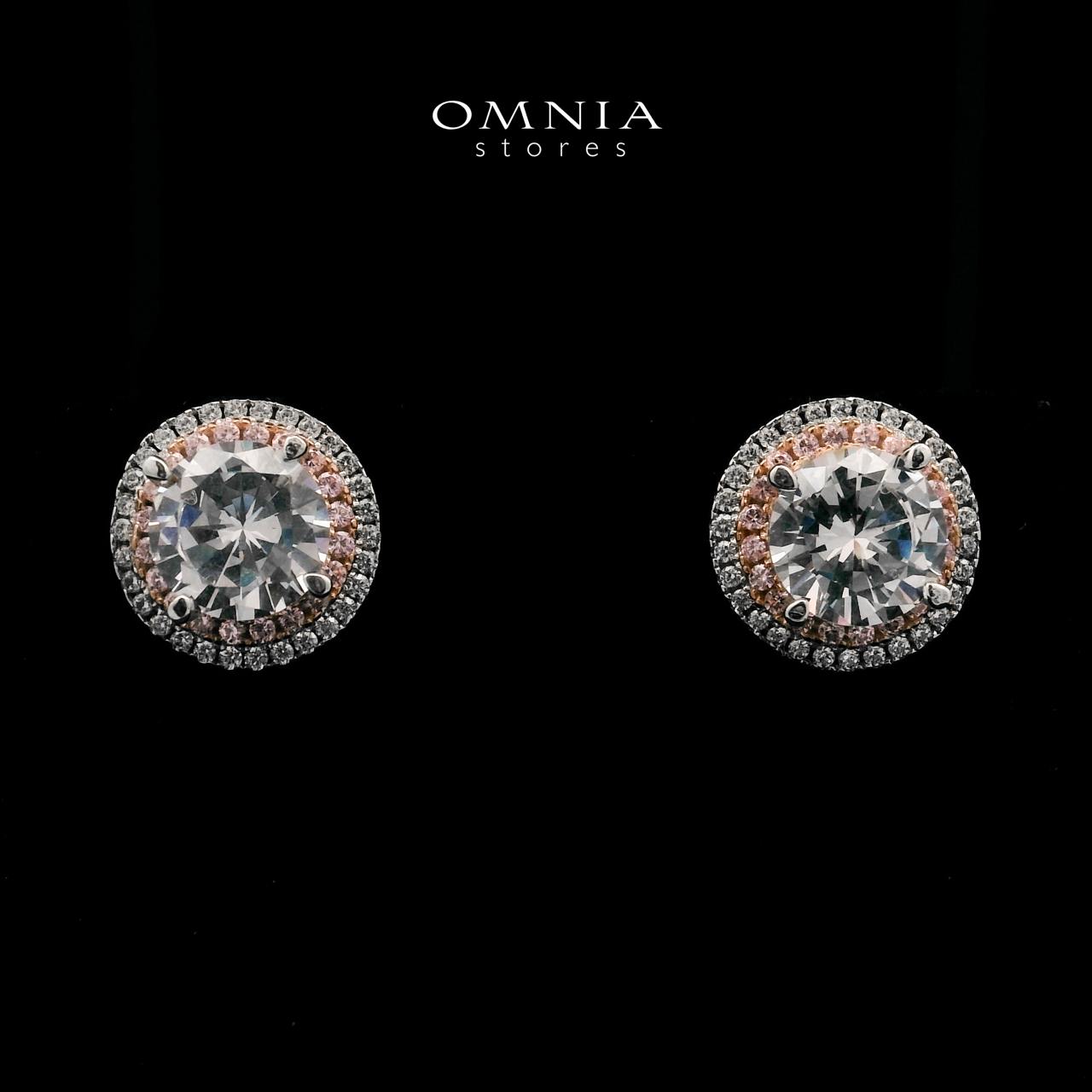 Zilal White Stud Earrings In High-Quality Zircon Stones in a Rhodium Plated