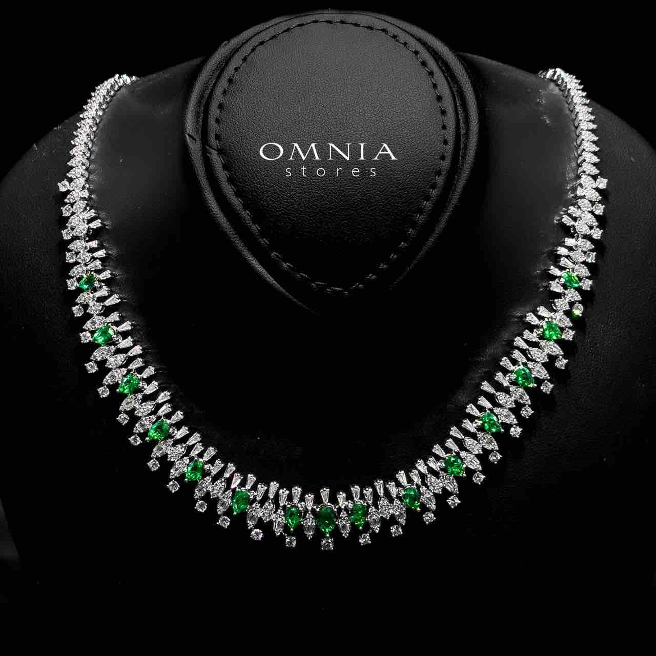 Omnia Hala Green Bridal Full Set in High Quality Zircon Stone in Rhodium Plated
