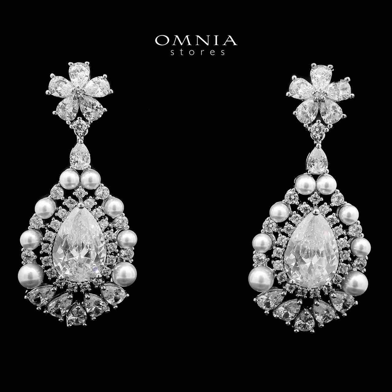 Omnia Aiyesha White Bridal Full Set in High Quality Zircon Stone in Rhodium Plated