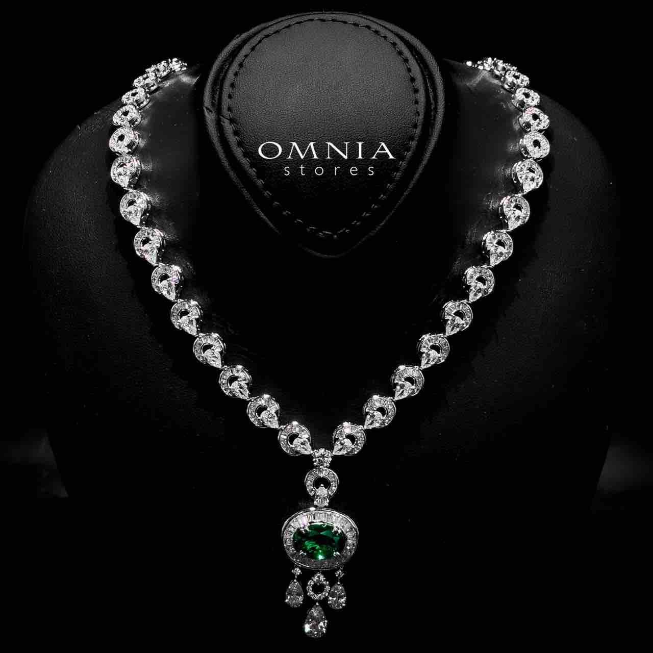 Omnia Hayah Green Bridal Full Set in High Quality Zircon Stone in Rhodium Plated