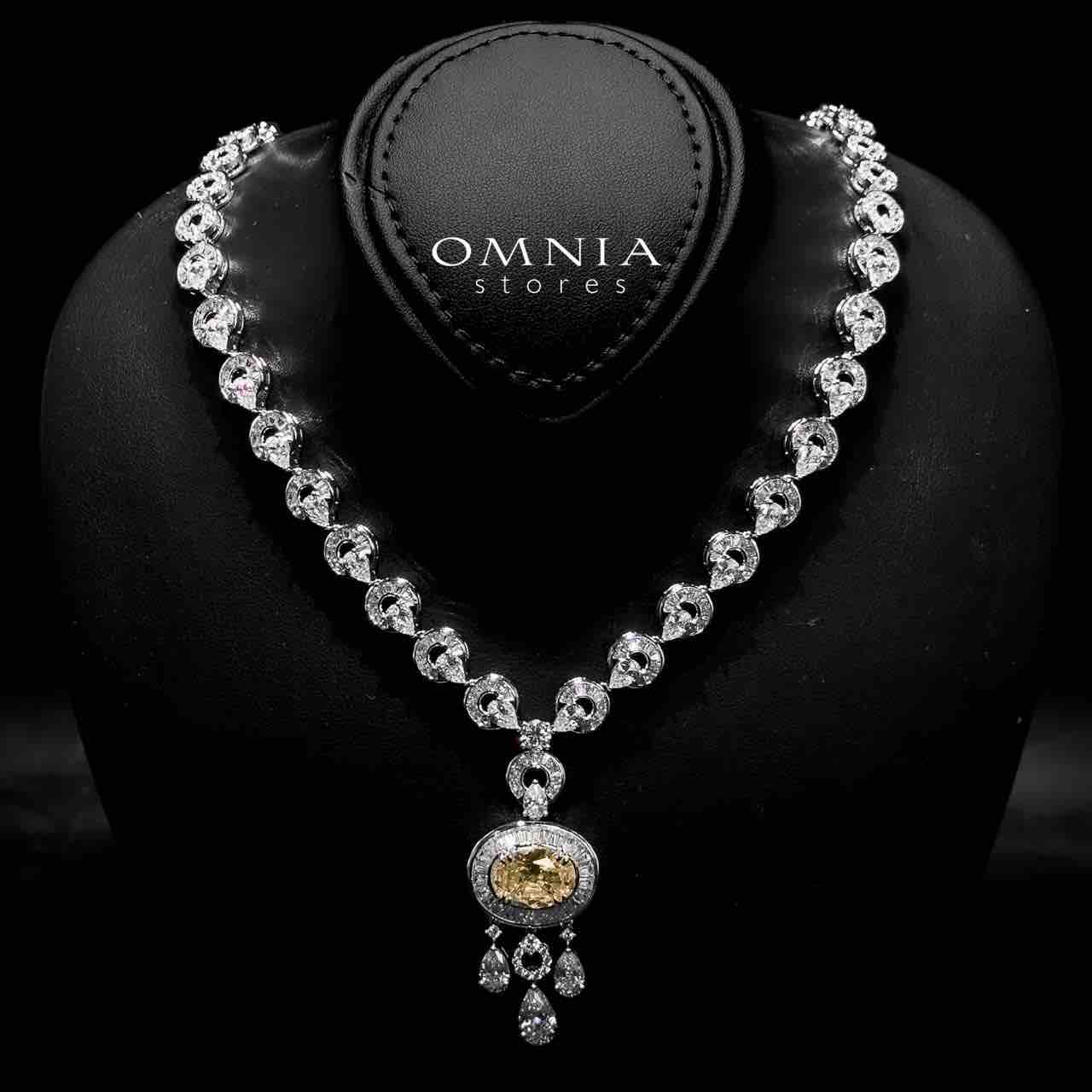Omnia Hayah Yellow Bridal Full Set in High Quality Zircon Stone in Rhodium Plated