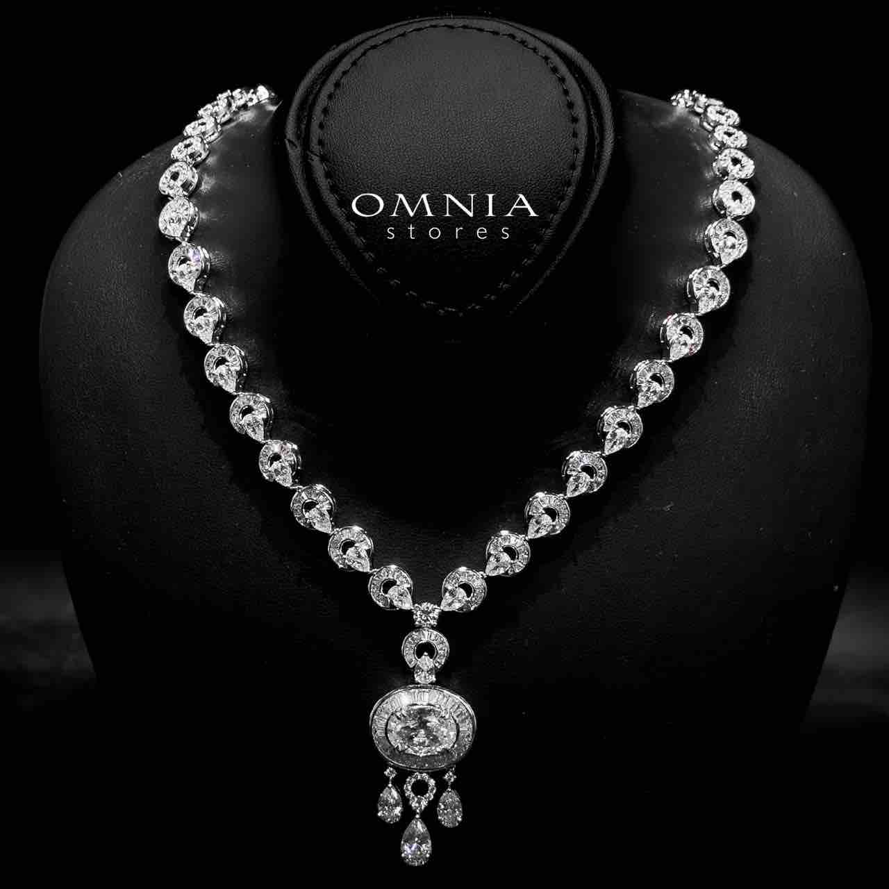 Omnia Hayah White Bridal Full Set in High Quality Zircon Stone in Rhodium Plated