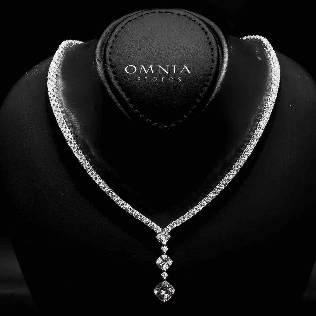 Omnia Baran White Bridal Full Set in High Quality Zircon Stone in Rhodium Plated