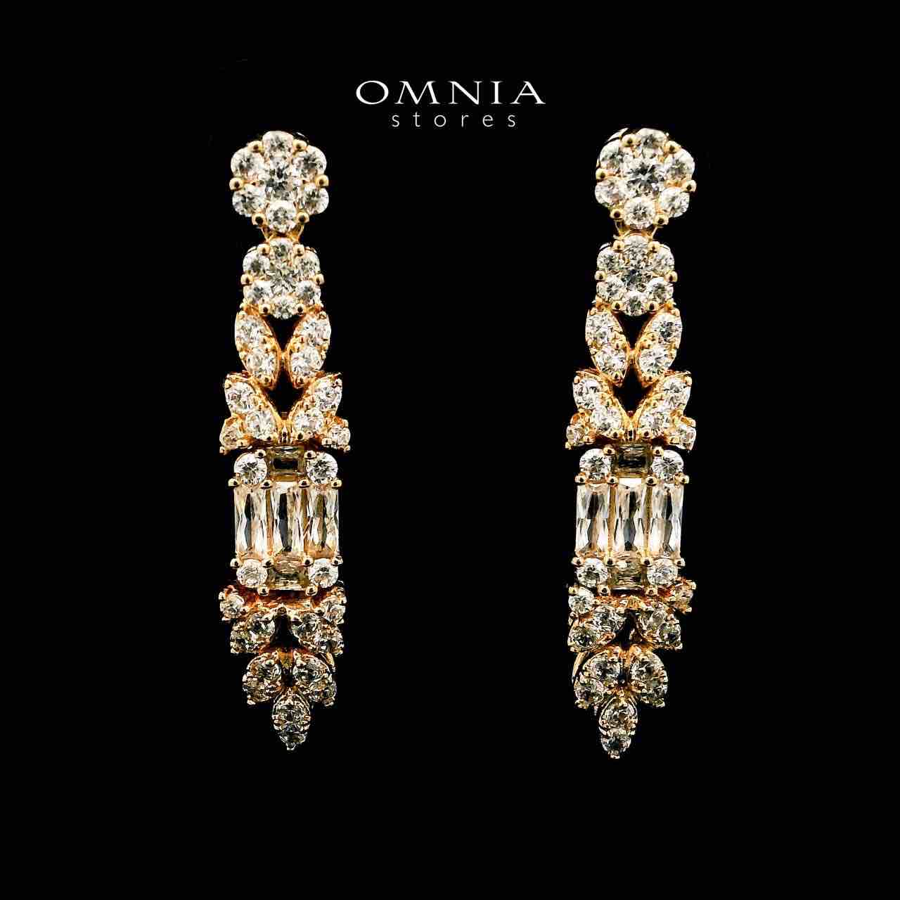 Omnia Elham Gold Plated Bridal Full Set in High Quality Zircon Stone in Rhodium Plated - OMNIASTORES KSA